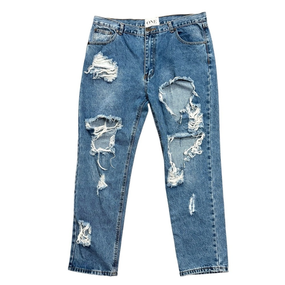One x One Teaspoon Super Baggies Tapered Jeans Low Waist Distressed Size 30